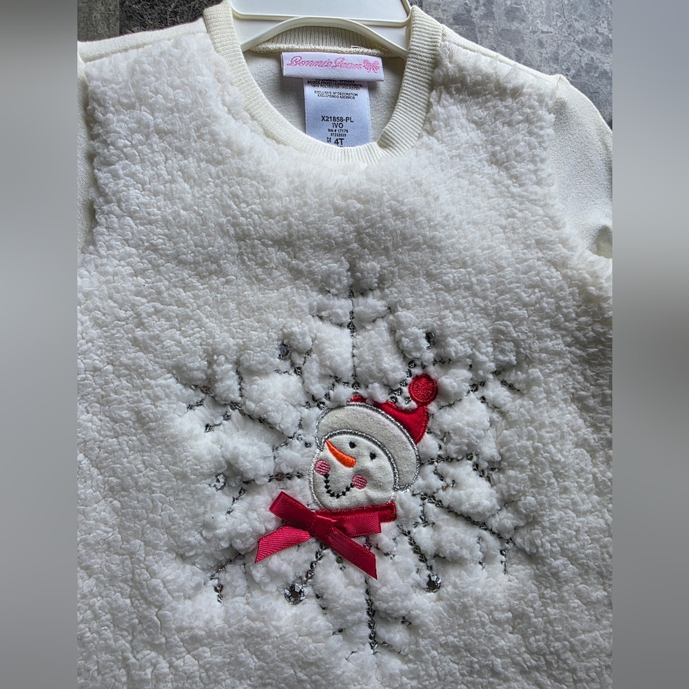 Bonnie Jean White Fuzzy Snowman Dress